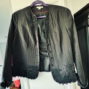 Coldwater Creek Black Embroidered Blazer